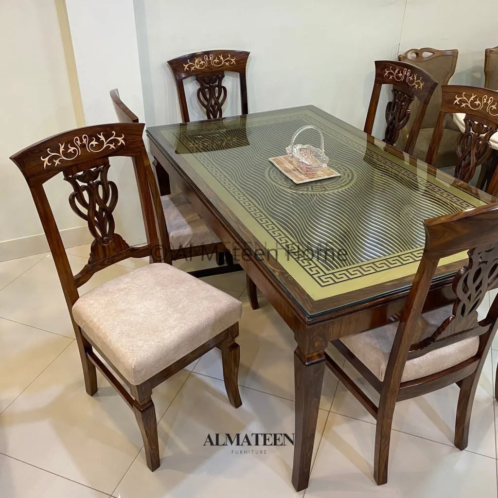 Villa Sheesham Wood Dining Table Set with 6 Chairs