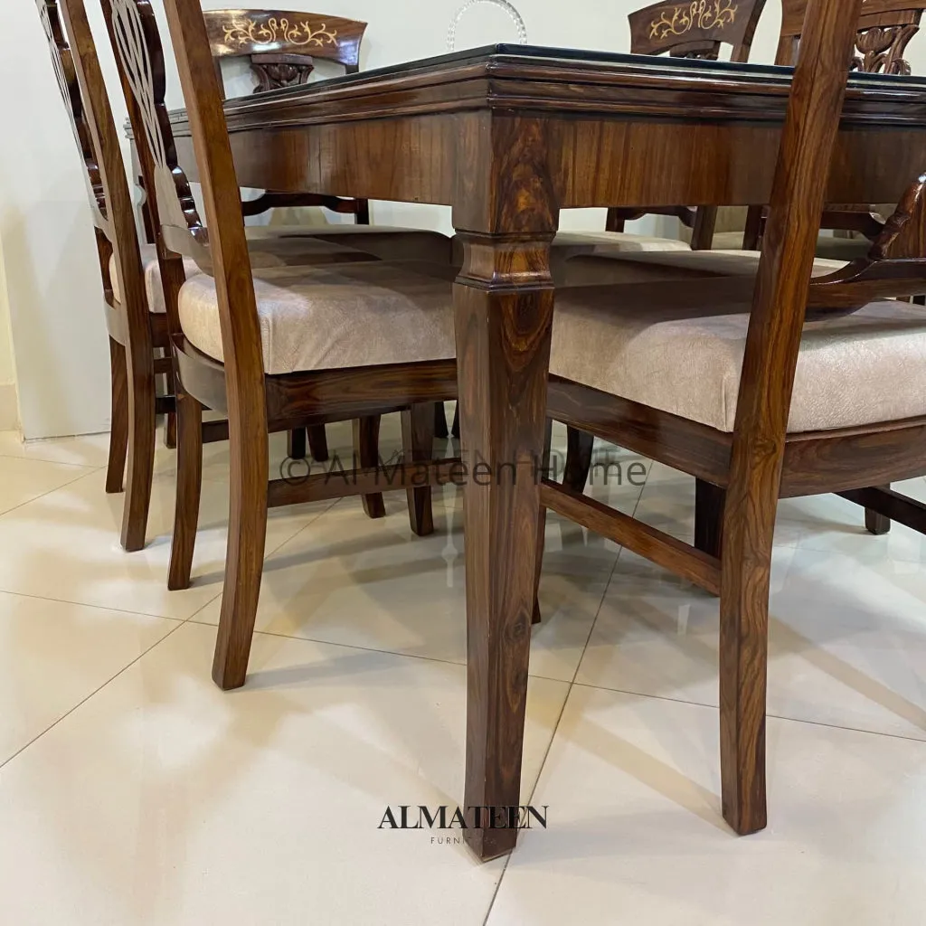 Villa Sheesham Wood Dining Table Set with 6 Chairs