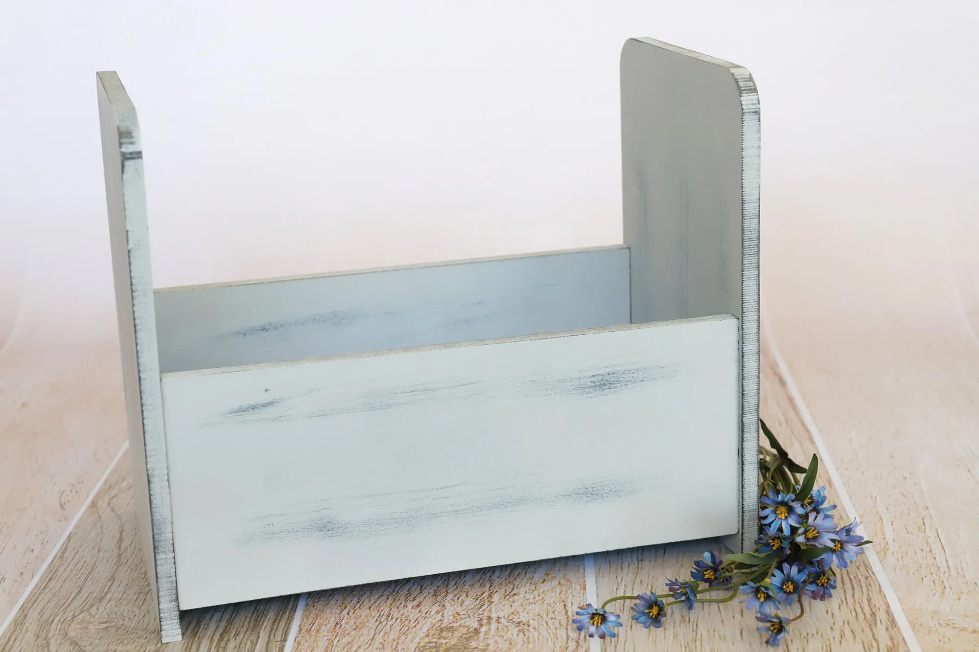 Vintage Crib - Straight - Light Blue Printed Side