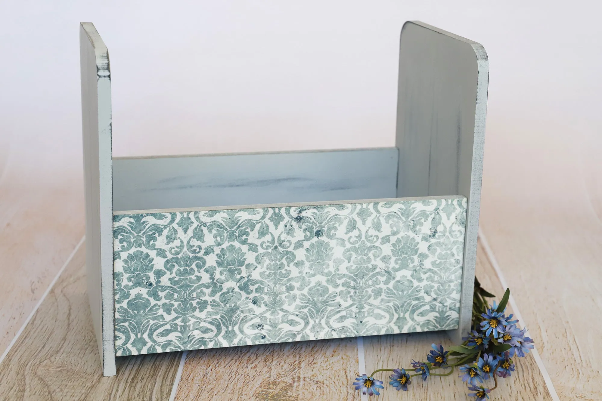 Vintage Crib - Straight - Light Blue Printed Side