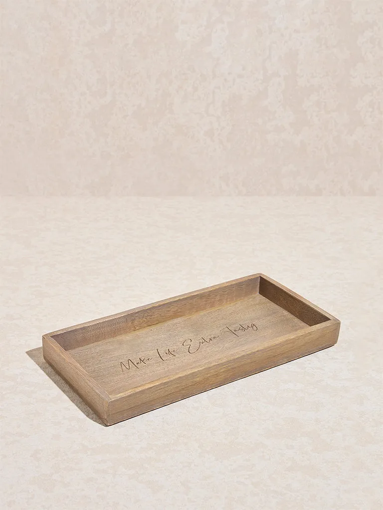 Westside Home Brown Text Design Wooden Serving Tray