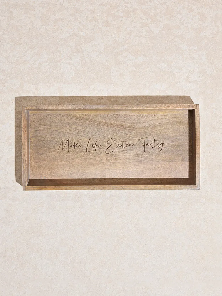 Westside Home Brown Text Design Wooden Serving Tray