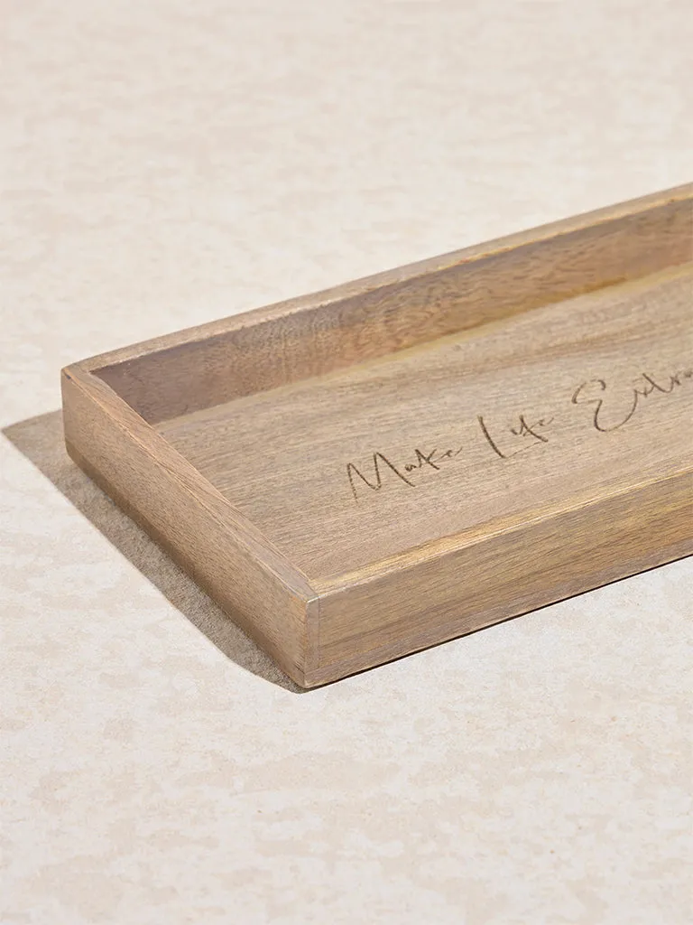 Westside Home Brown Text Design Wooden Serving Tray
