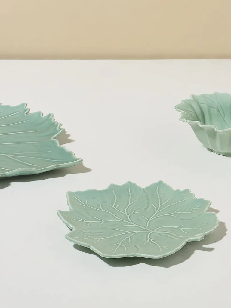 Westside Home Green Leaf Design Small Serving Platter