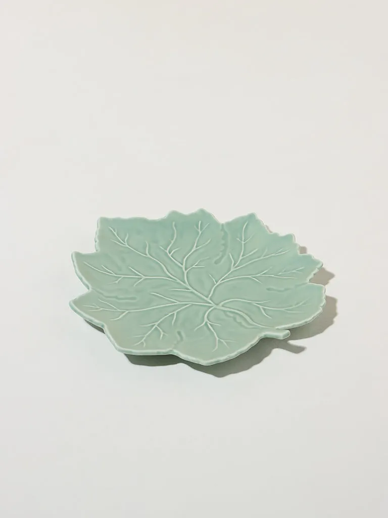 Westside Home Green Leaf Design Small Serving Platter